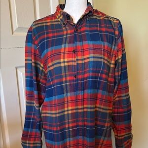 Red and Blue Casual Button Down Shirt